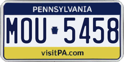 PA license plate MOU5458