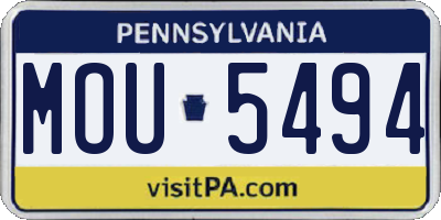 PA license plate MOU5494