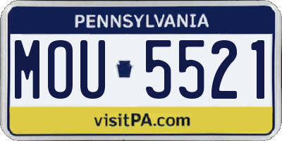 PA license plate MOU5521