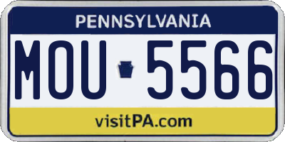 PA license plate MOU5566