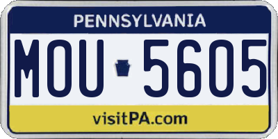 PA license plate MOU5605