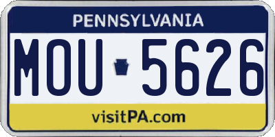 PA license plate MOU5626