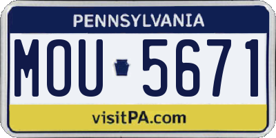 PA license plate MOU5671