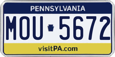 PA license plate MOU5672