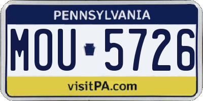 PA license plate MOU5726