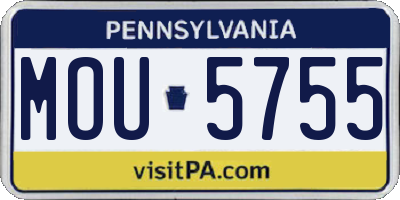 PA license plate MOU5755