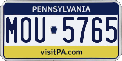 PA license plate MOU5765