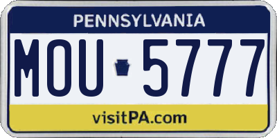 PA license plate MOU5777