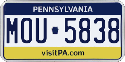 PA license plate MOU5838