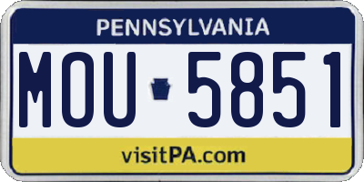 PA license plate MOU5851