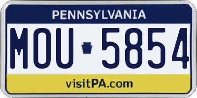 PA license plate MOU5854
