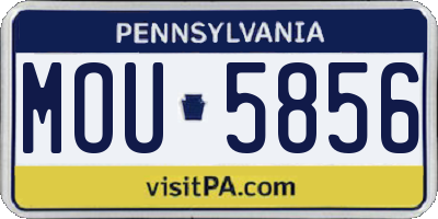 PA license plate MOU5856