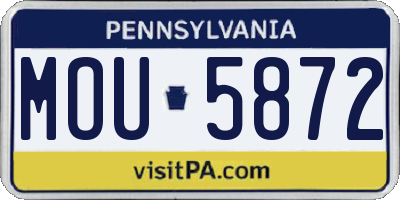 PA license plate MOU5872
