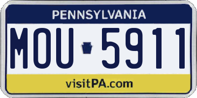 PA license plate MOU5911