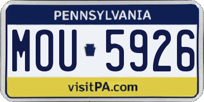 PA license plate MOU5926