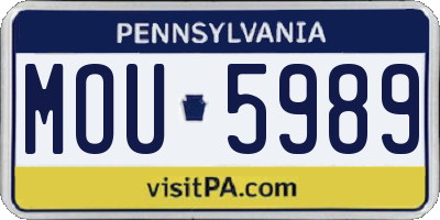 PA license plate MOU5989