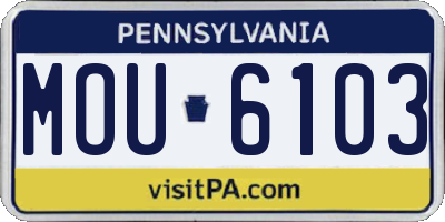 PA license plate MOU6103
