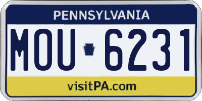 PA license plate MOU6231
