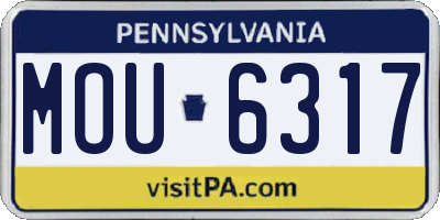 PA license plate MOU6317
