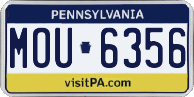 PA license plate MOU6356