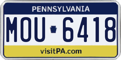 PA license plate MOU6418