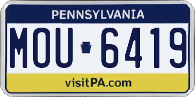 PA license plate MOU6419