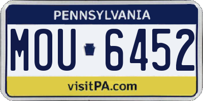 PA license plate MOU6452