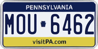 PA license plate MOU6462