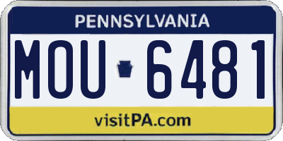 PA license plate MOU6481