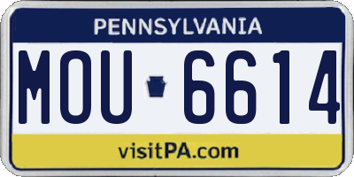 PA license plate MOU6614