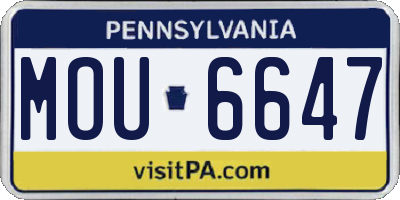 PA license plate MOU6647