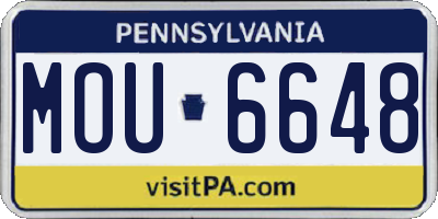 PA license plate MOU6648