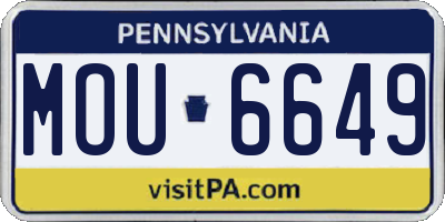 PA license plate MOU6649