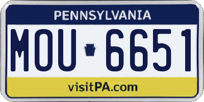PA license plate MOU6651