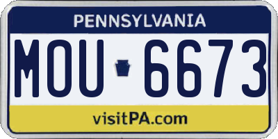 PA license plate MOU6673