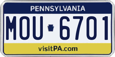 PA license plate MOU6701