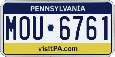 PA license plate MOU6761