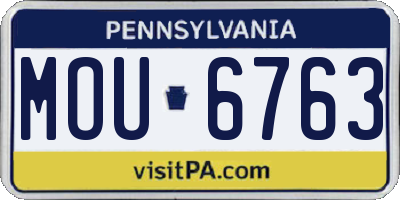 PA license plate MOU6763
