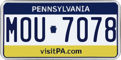 PA license plate MOU7078