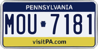 PA license plate MOU7181