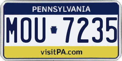 PA license plate MOU7235