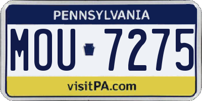 PA license plate MOU7275
