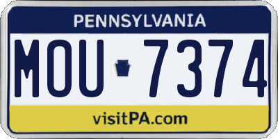 PA license plate MOU7374