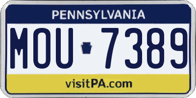 PA license plate MOU7389