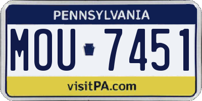 PA license plate MOU7451
