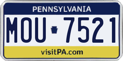 PA license plate MOU7521