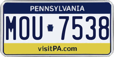 PA license plate MOU7538