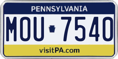 PA license plate MOU7540