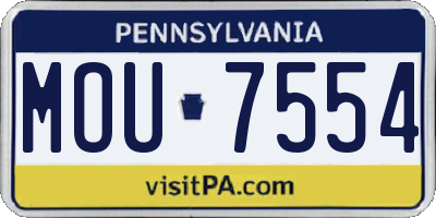 PA license plate MOU7554