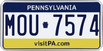 PA license plate MOU7574